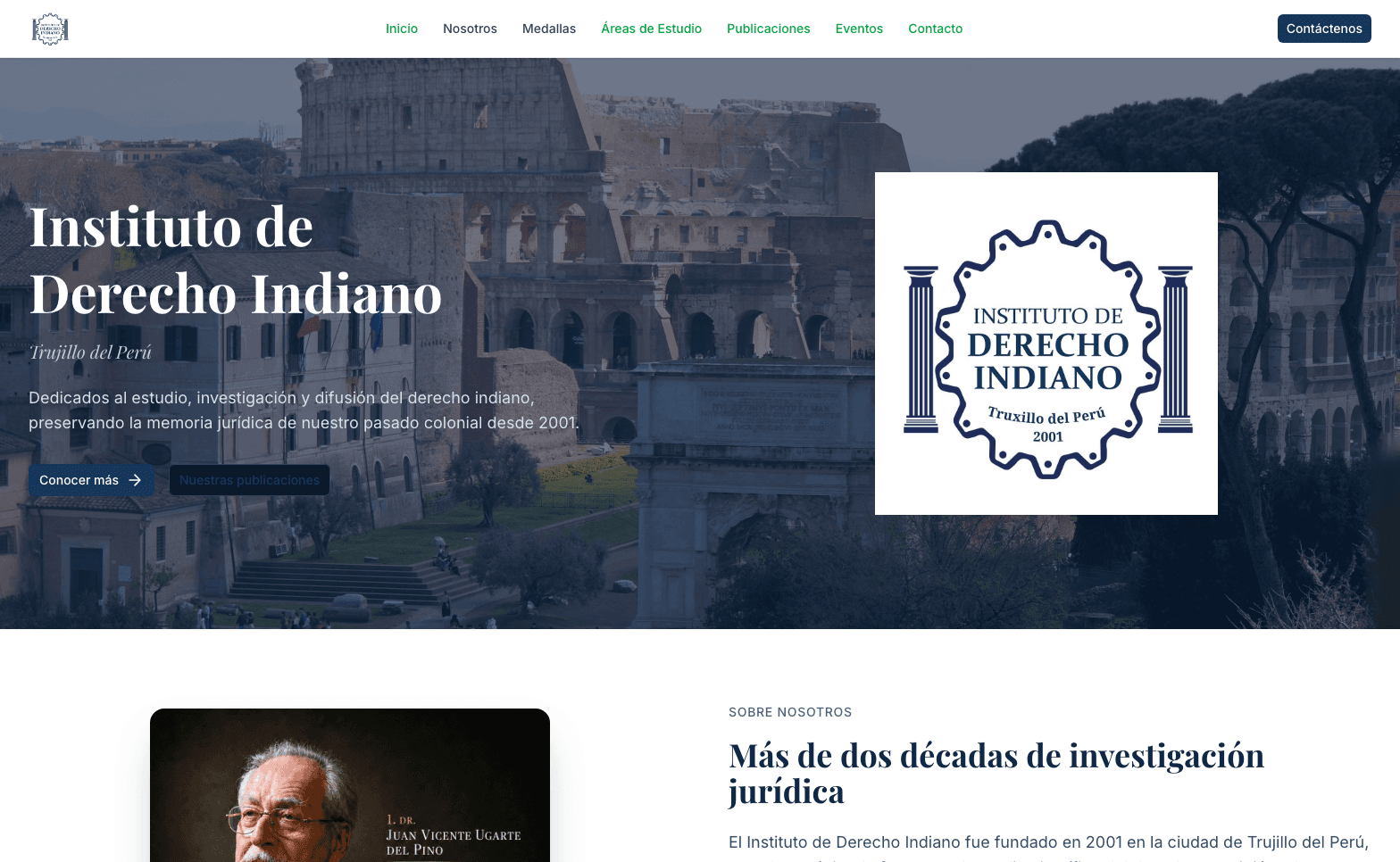 Screenshot of Instituto de Derecho Indiano